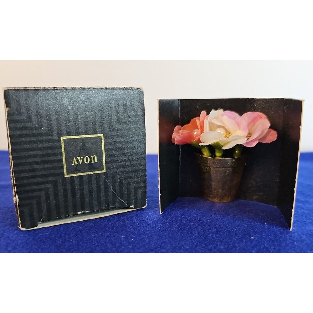 Vtg 1993 Avon Flower Pot Pin Lapel Brooch Collar Gold Toned Floral Jewelry